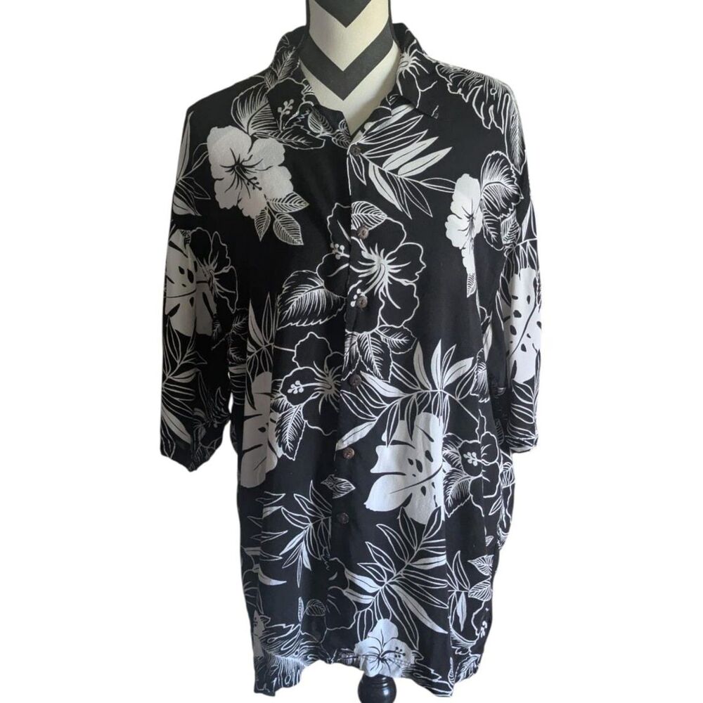 Third Coast XL Men's Black White Tropical Hawaiian Aloha Shirt